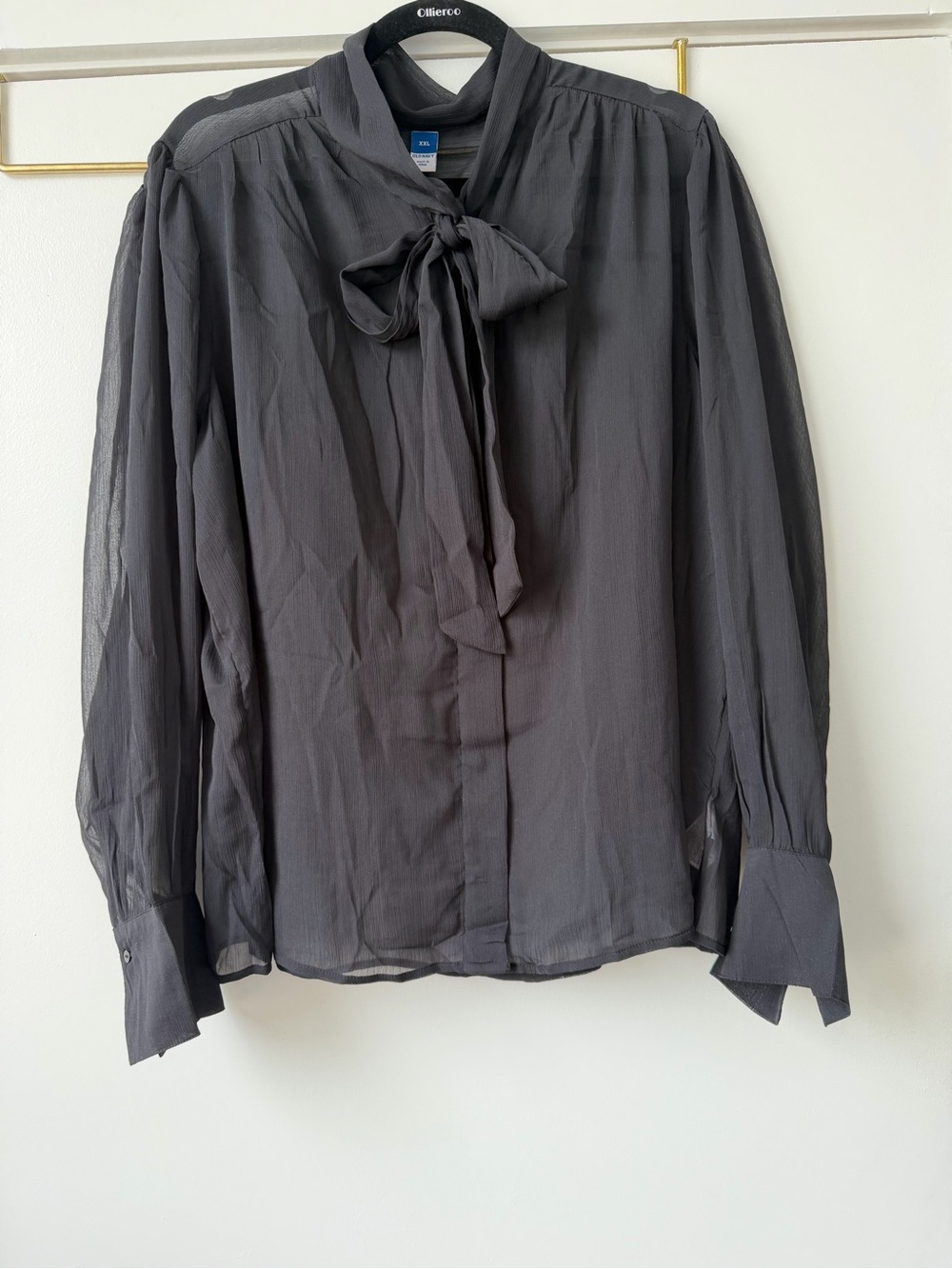 Old Navy Sheer Chiffon Tie-Neck Blouse